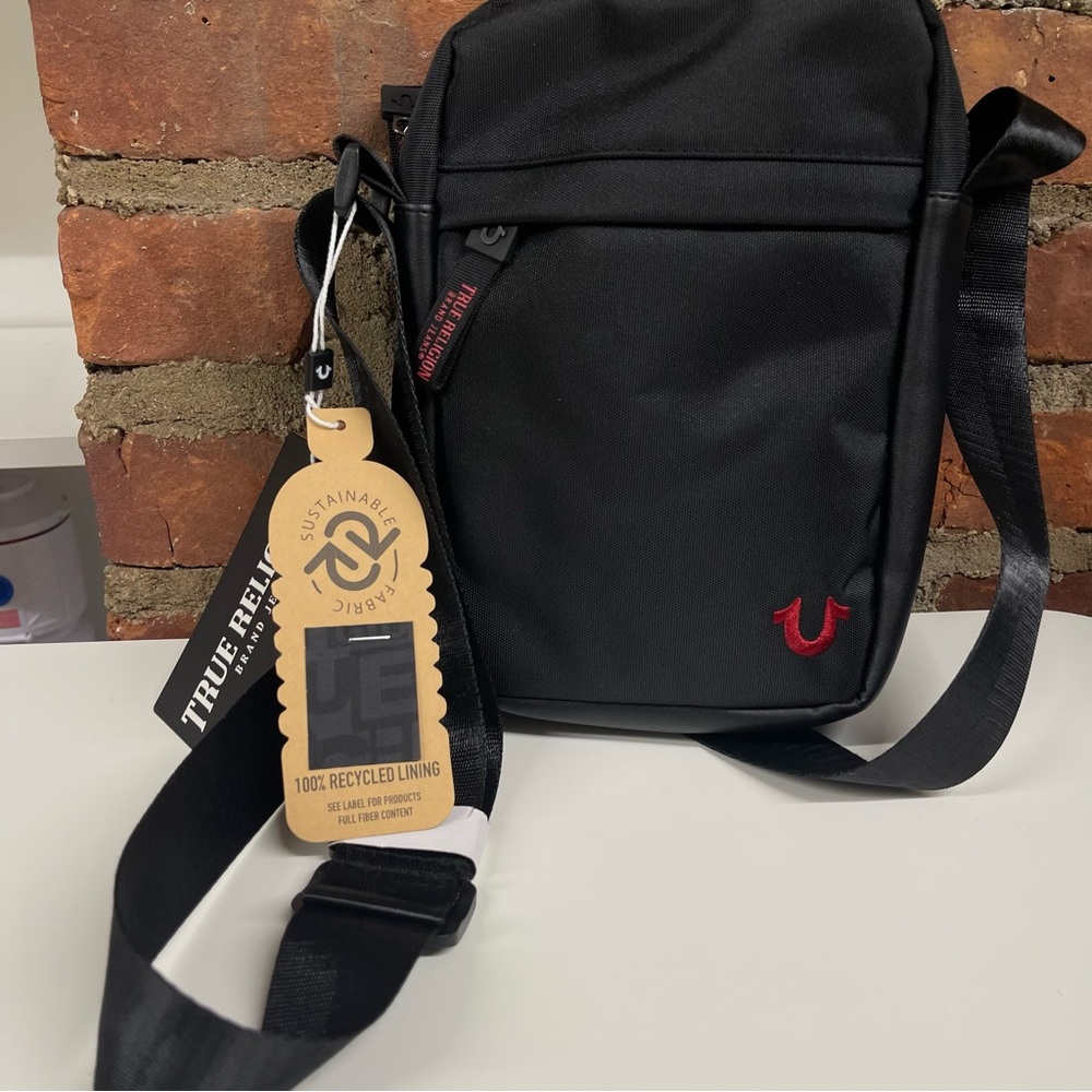 True Religion Black Crossbody Bag with Adjustable Strap